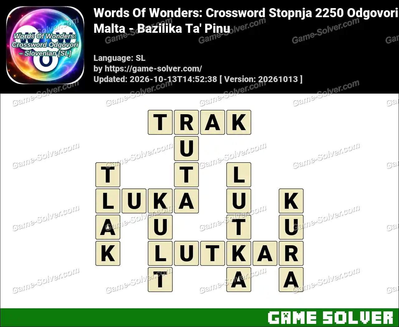 Words Of Wonders: Crossword Stopnja 2250 Odgovori – Malta – Bazilika Ta’ Pinu